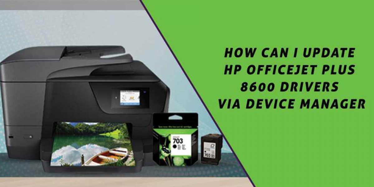 How can I update HP Officejet Plus 8600 drivers via Device manager?