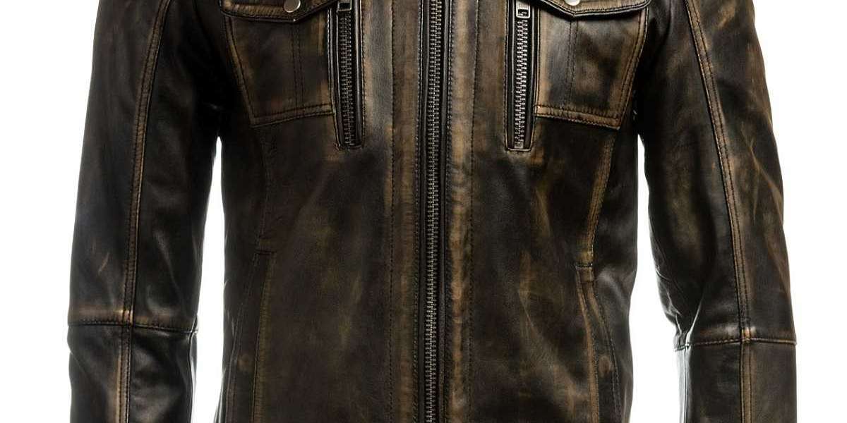 Men black leather jacket for sale